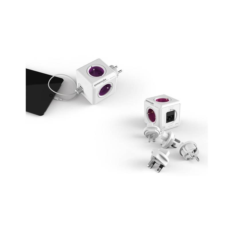 Cestovní adaptér Powercube ReWirable USB Travel Plugs - fialový fialový, Cestovní, adaptér, Powercube, ReWirable, USB, Travel, Plugs, fialový, fialový