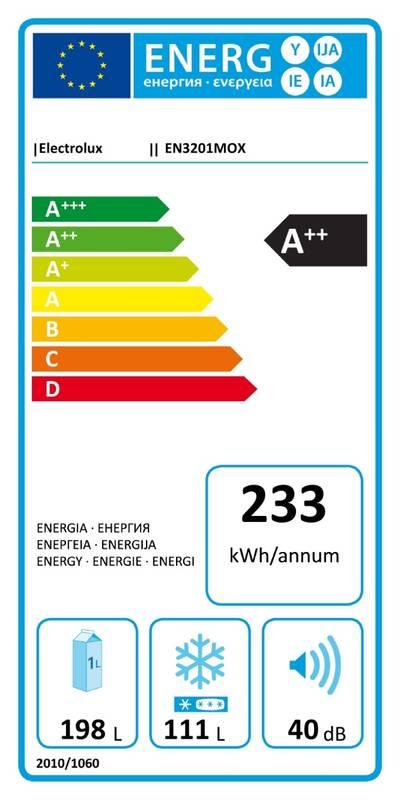 Chladnička s mrazničkou Electrolux EN3201MOX šedá nerez