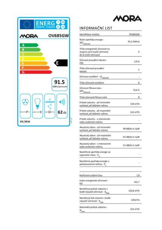 Odsavač par Mora Premium OV 685 GW bílý sklo