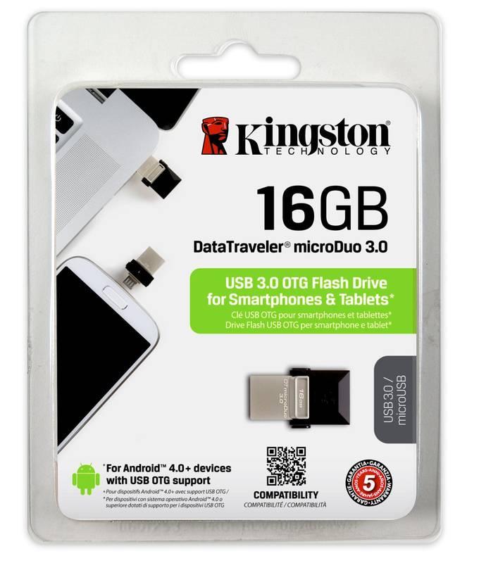 USB Flash Kingston DataTraveler Micro Duo 3.0 16GB OTG MicroUSB USB 3.0 černý, USB, Flash, Kingston, DataTraveler, Micro, Duo, 3.0, 16GB, OTG, MicroUSB, USB, 3.0, černý