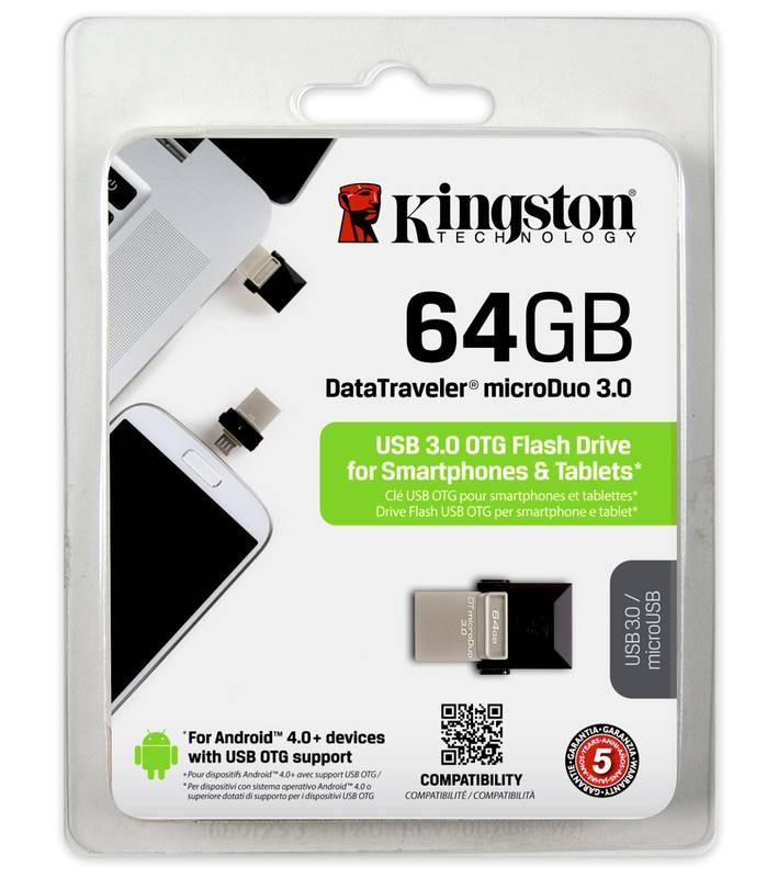 USB Flash Kingston DataTraveler Micro Duo 3.0 64GB OTG MicroUSB USB 3.0 černý