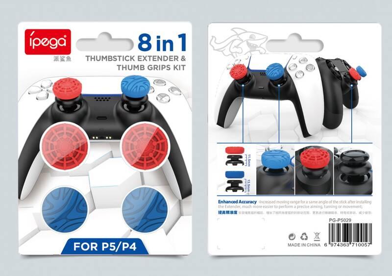 Opěrky pro palce iPega P5029A pro PS5 PS4 4ks červený modrý, Opěrky, pro, palce, iPega, P5029A, pro, PS5, PS4, 4ks, červený, modrý