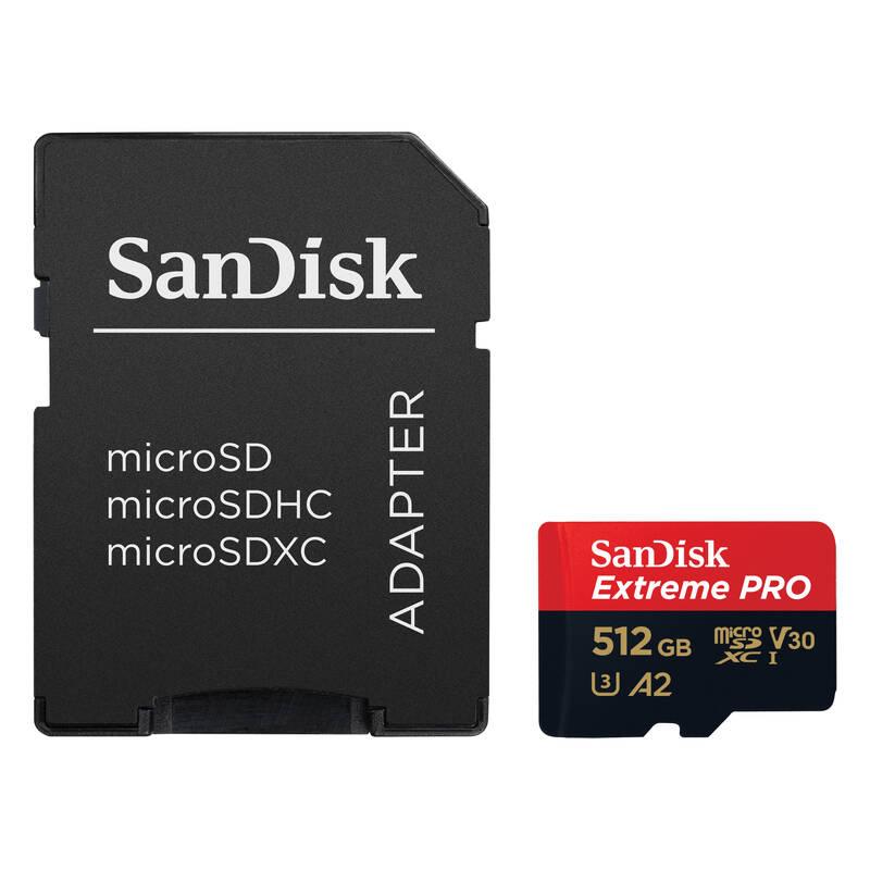 Paměťová karta SanDisk Micro SDXC Extreme Pro 512GB UHS-I U3 adapter, Paměťová, karta, SanDisk, Micro, SDXC, Extreme, Pro, 512GB, UHS-I, U3, adapter