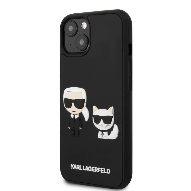 Kryt na mobil Karl Lagerfeld and Choupette 3D na Apple iPhone 13 černý