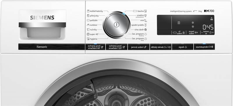 Sušička prádla Siemens iQ700 WT47XM01CS bílá, Sušička, prádla, Siemens, iQ700, WT47XM01CS, bílá