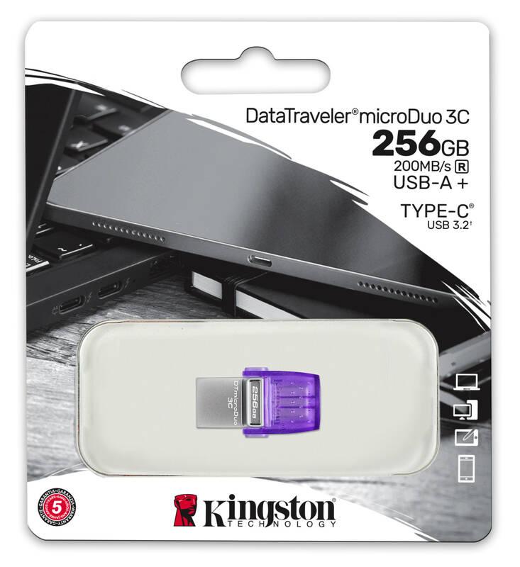 USB Flash Kingston DataTraveler microDuo 3C 256GB fialový