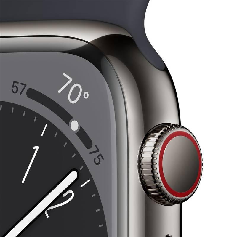 Chytré hodinky Apple Watch Series 8 GPS Cellular 41mm pouzdro z grafitově šedé nerezové oceli - temně inkoustový sportovní řemínek