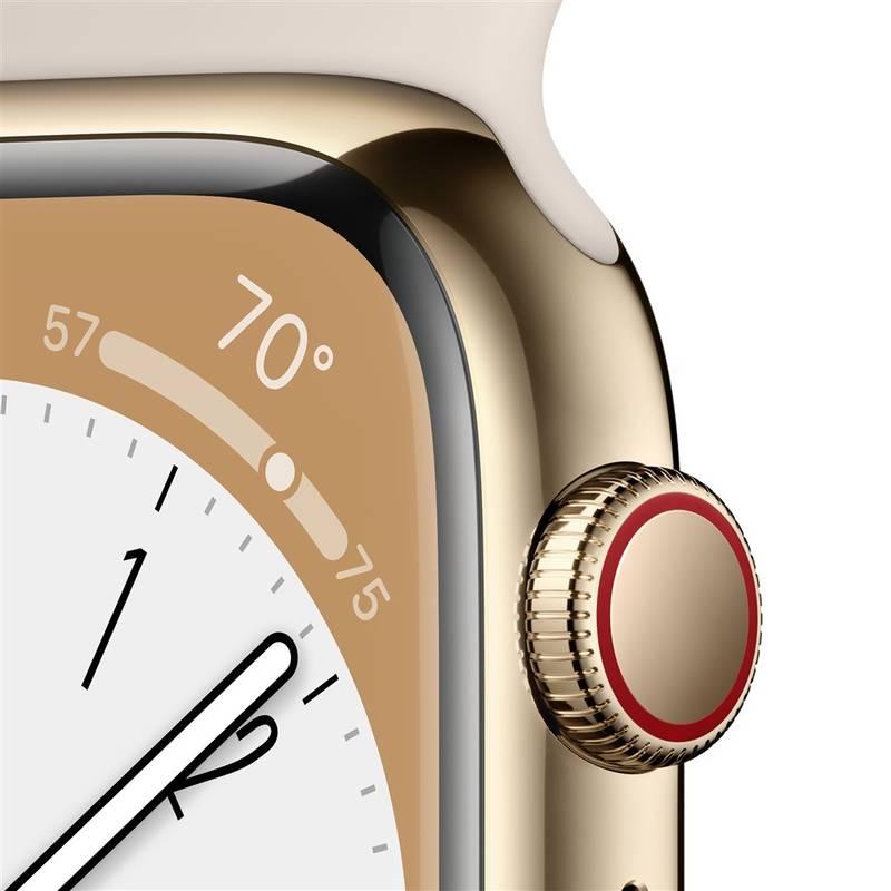 Chytré hodinky Apple Watch Series 8 GPS Cellular 41mm pouzdro ze zlaté nerezové oceli - hvězdně bílý sportovní řemínek