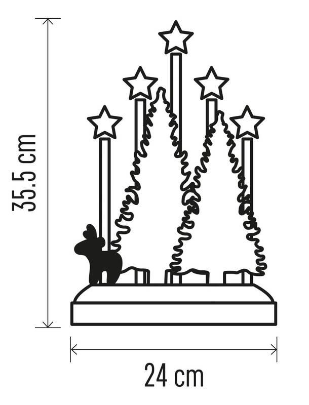 LED dekorace EMOS 5 LED les s hvězdami dřevěný, 35,5 cm, 2x AA, vnitřní, teplá bílá