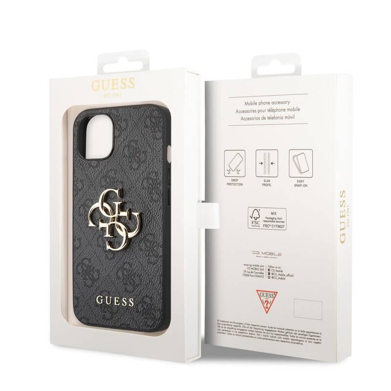 Kryt na mobil Guess 4G Metal Logo na Apple iPhone 14 Plus šedý
