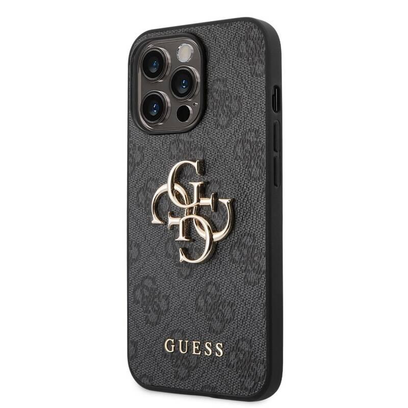 Kryt na mobil Guess 4G Metal Logo na Apple iPhone 14 Pro Max šedý