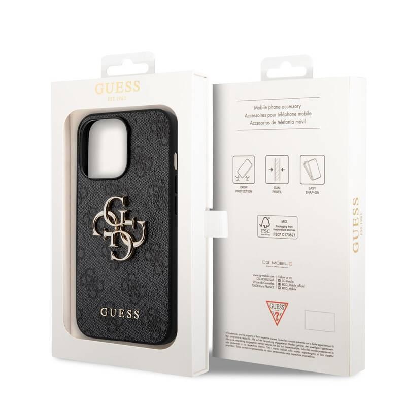Kryt na mobil Guess 4G Metal Logo na Apple iPhone 14 Pro Max šedý