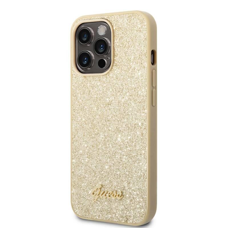 Kryt na mobil Guess Glitter Flakes Metal Logo na Apple iPhone 14 Pro Max zlatý, Kryt, na, mobil, Guess, Glitter, Flakes, Metal, Logo, na, Apple, iPhone, 14, Pro, Max, zlatý