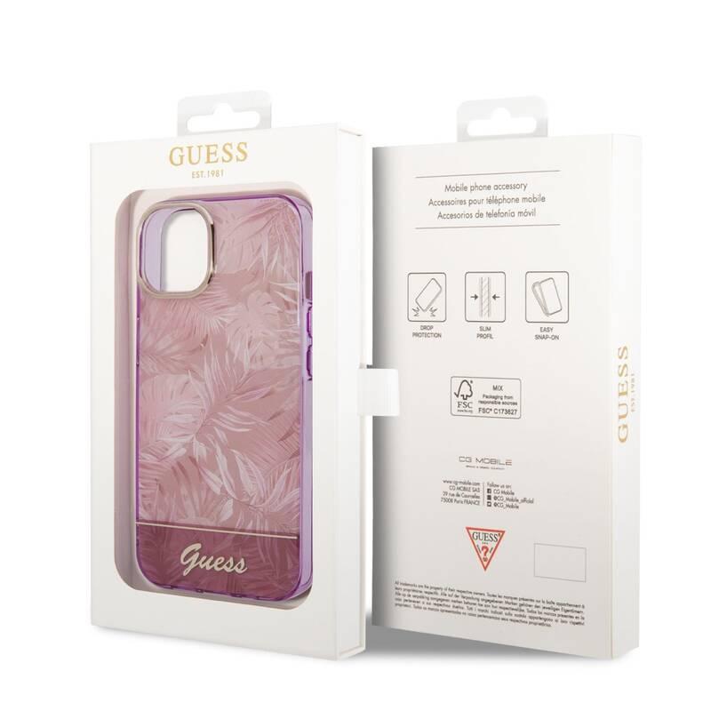 Kryt na mobil Guess Jungle na Apple iPhone 14 Plus růžový
