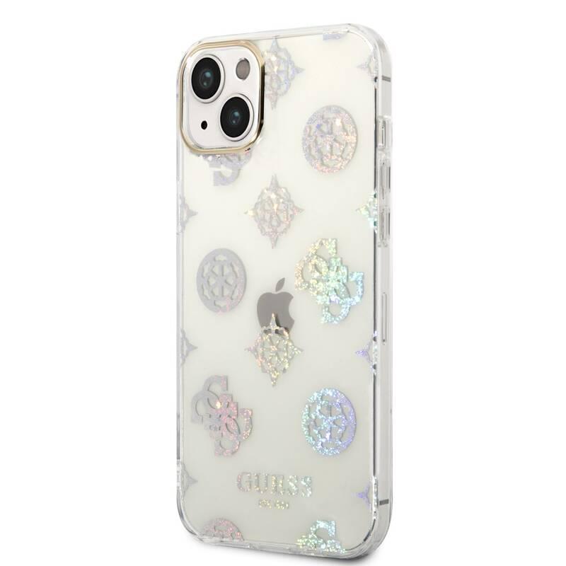 Kryt na mobil Guess Peony Glitter na Apple iPhone 14 Plus bílý