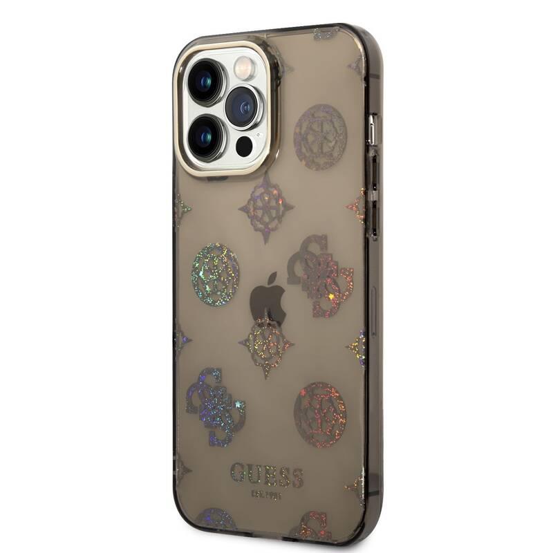 Kryt na mobil Guess Peony Glitter na Apple iPhone 14 Pro Max černý