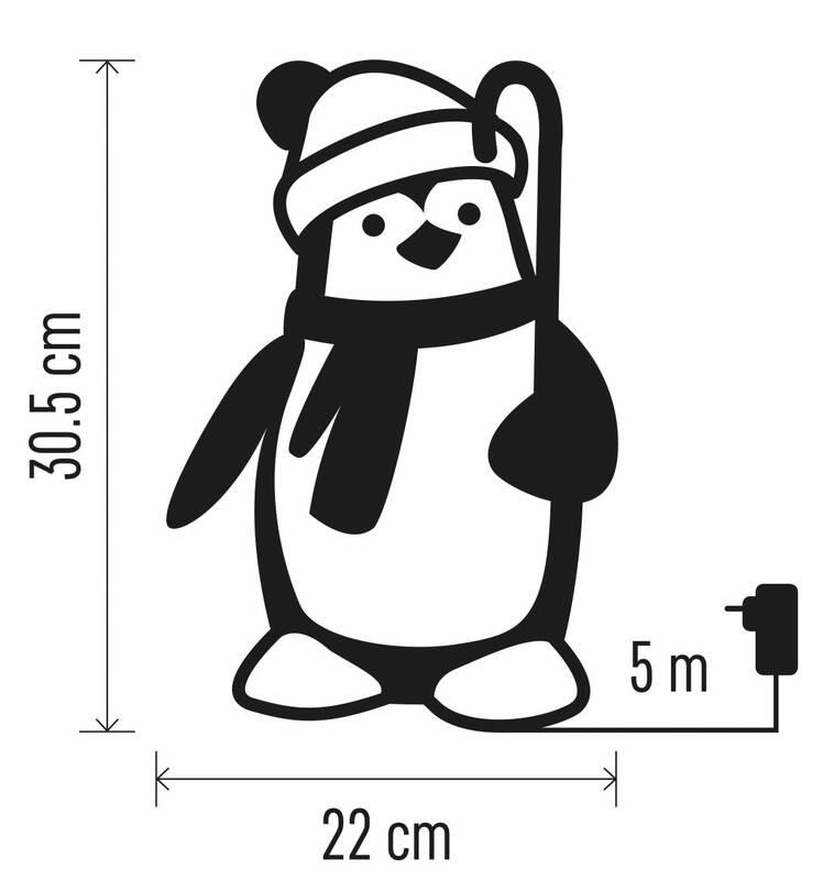 LED dekorace EMOS 30 LED vánoční tučňák, 30,5 cm, venkovní i vnitřní, studená bílá, LED, dekorace, EMOS, 30, LED, vánoční, tučňák, 30,5, cm, venkovní, i, vnitřní, studená, bílá