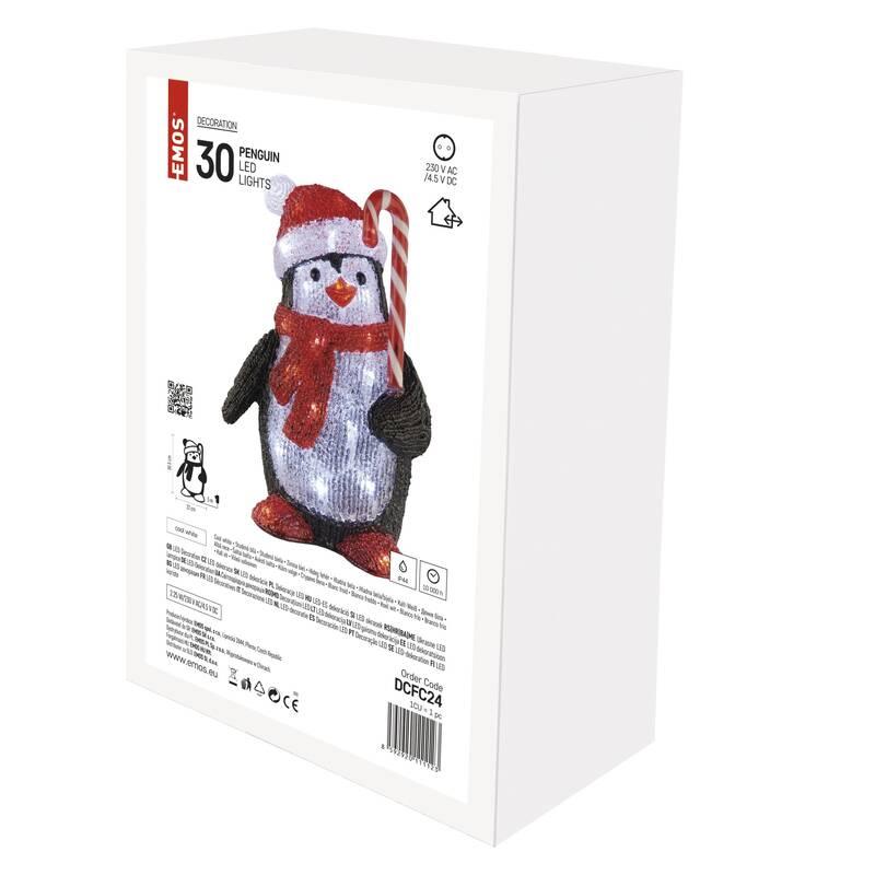 LED dekorace EMOS 30 LED vánoční tučňák, 30,5 cm, venkovní i vnitřní, studená bílá, LED, dekorace, EMOS, 30, LED, vánoční, tučňák, 30,5, cm, venkovní, i, vnitřní, studená, bílá