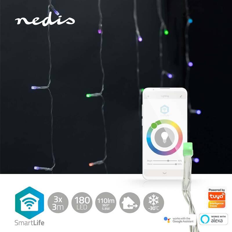 Vánoční osvětlení Nedis SmartLife LED, Wi-Fi, RGB, 180 LED, 3 m, Android IOS, Vánoční, osvětlení, Nedis, SmartLife, LED, Wi-Fi, RGB, 180, LED, 3, m, Android, IOS