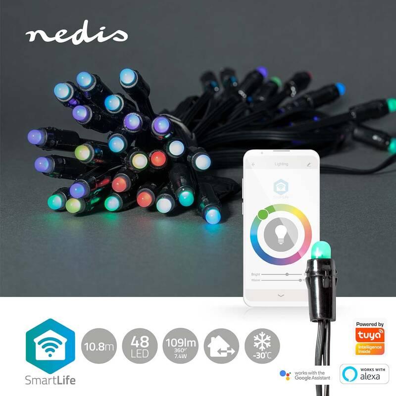 Vánoční osvětlení Nedis SmartLife LED, Wi-Fi, RGB, 48 LED, 10.8 m, Android IOS, Vánoční, osvětlení, Nedis, SmartLife, LED, Wi-Fi, RGB, 48, LED, 10.8, m, Android, IOS