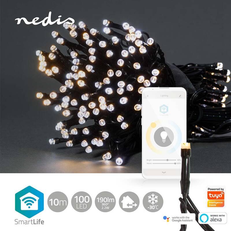 Vánoční osvětlení Nedis SmartLife LED, Wi-Fi, Teplá až studená bílá, 100 LED, 10 m, Android IOS, Vánoční, osvětlení, Nedis, SmartLife, LED, Wi-Fi, Teplá, až, studená, bílá, 100, LED, 10, m, Android, IOS