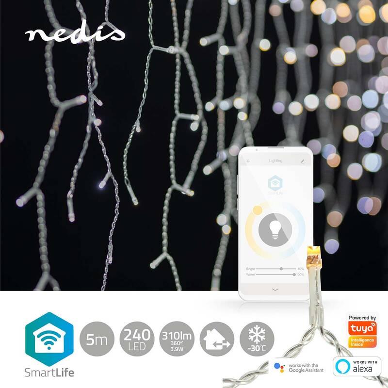 Vánoční osvětlení Nedis SmartLife LED, Wi-Fi, Teplá až studená bílá, 240 LED, 5 m, Android IOS, Vánoční, osvětlení, Nedis, SmartLife, LED, Wi-Fi, Teplá, až, studená, bílá, 240, LED, 5, m, Android, IOS