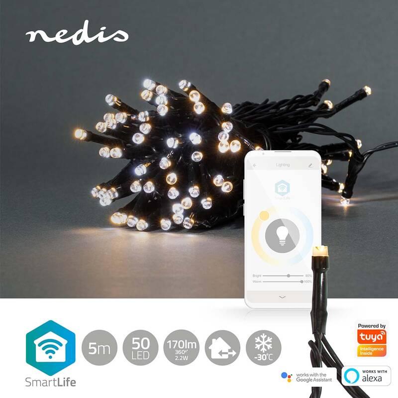 Vánoční osvětlení Nedis SmartLife LED, Wi-Fi, Teplá až studená bílá, 50 LED, 5 m, Android IOS, Vánoční, osvětlení, Nedis, SmartLife, LED, Wi-Fi, Teplá, až, studená, bílá, 50, LED, 5, m, Android, IOS