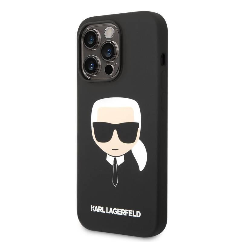 Kryt na mobil Karl Lagerfeld Liquid Silicone Karl Head na Apple iPhone 14 Pro černý