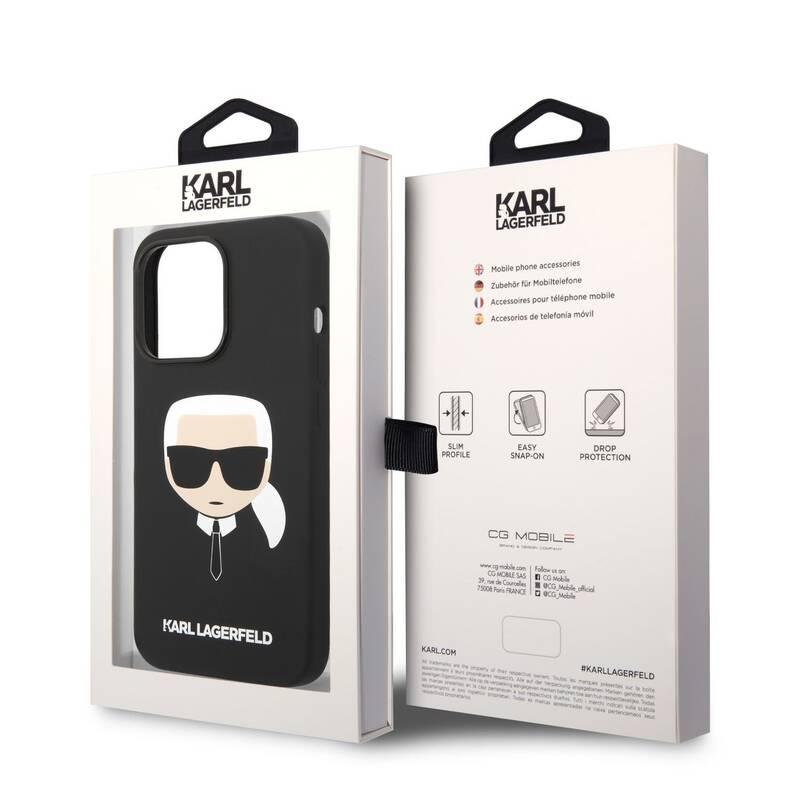 Kryt na mobil Karl Lagerfeld Liquid Silicone Karl Head na Apple iPhone 14 Pro černý