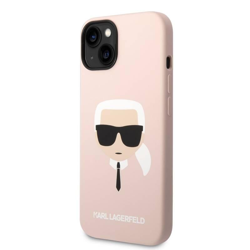 Kryt na mobil Karl Lagerfeld Liquid Silicone Karl Head na Apple iPhone 14 růžový