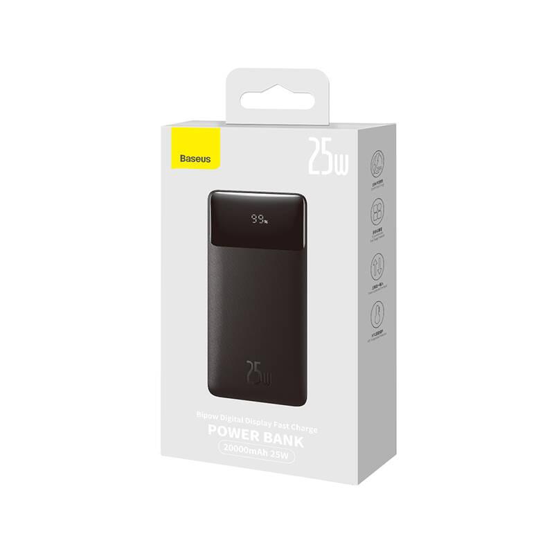 Powerbank Baseus Bipow s digitálním displejem 20000mAh 25W Type-C kabel 60W černá