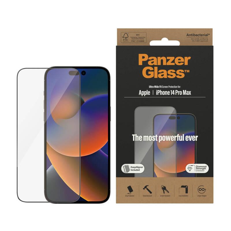 Tvrzené sklo PanzerGlass na Apple iPhone 14 Pro Max s instalačním rámečkem, Tvrzené, sklo, PanzerGlass, na, Apple, iPhone, 14, Pro, Max, s, instalačním, rámečkem