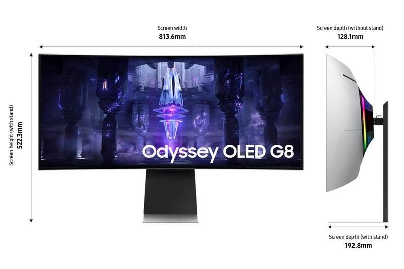 Monitor Samsung Odyssey OLED G8 G85SB stříbrný, Monitor, Samsung, Odyssey, OLED, G8, G85SB, stříbrný
