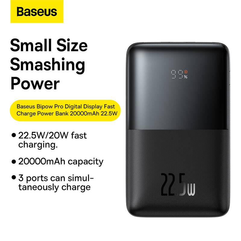 Powerbank Baseus Bipow Pro s digitálním displejem 20000mAh 22.5W černá, Powerbank, Baseus, Bipow, Pro, s, digitálním, displejem, 20000mAh, 22.5W, černá
