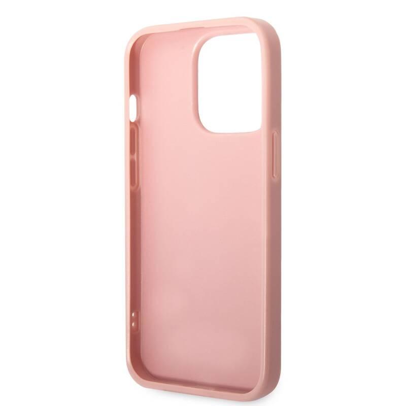 Kryt na mobil Guess Glitter Flakes Metal Logo na Apple iPhone 14 Pro růžový
