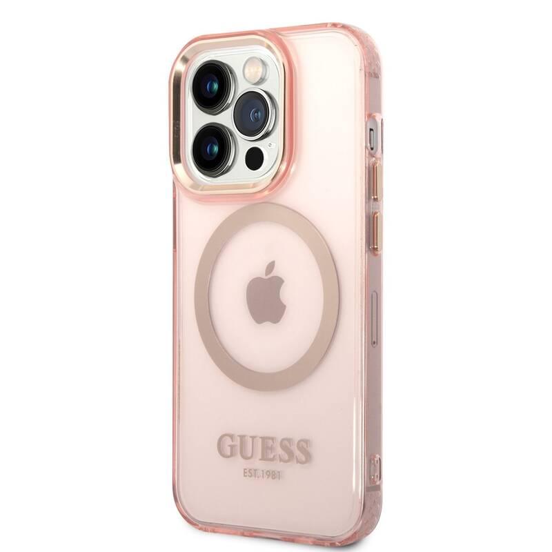 Kryt na mobil Guess Translucent MagSafe na Apple iPhone 14 Pro Max růžový, Kryt, na, mobil, Guess, Translucent, MagSafe, na, Apple, iPhone, 14, Pro, Max, růžový