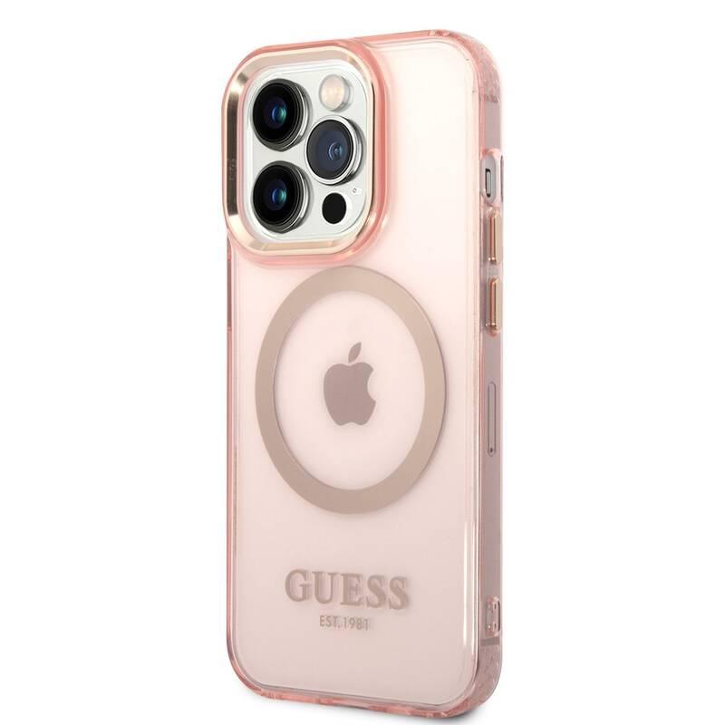 Kryt na mobil Guess Translucent MagSafe na Apple iPhone 14 Pro růžový