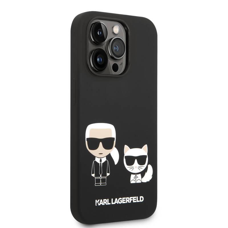 Kryt na mobil Karl Lagerfeld and Choupette Liquid Silicone na Apple iPhone 14 Pro Max černý