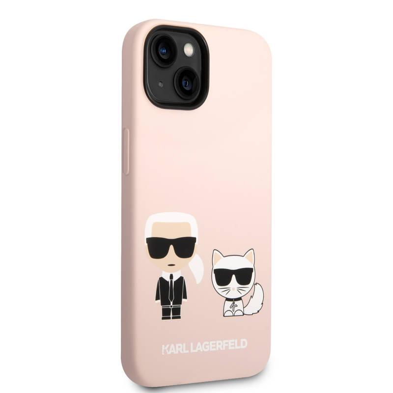 Kryt na mobil Karl Lagerfeld MagSafe Liquid Silicone Karl and Choupette na Apple iPhone 14 růžový