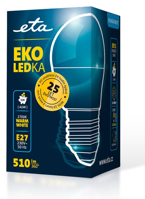 Žárovka LED ETA EKO LEDka mini globe 6W, E27, teplá bílá