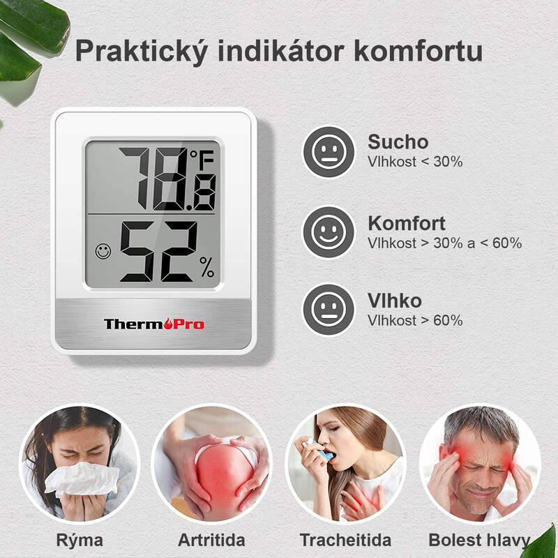 Teploměr ThermoPro TP49-W bílý, Teploměr, ThermoPro, TP49-W, bílý