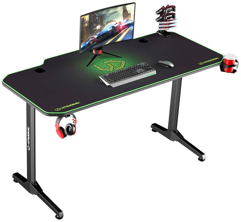 Herní stůl ULTRADESK FRAG 140 x 66 cm černý zelený