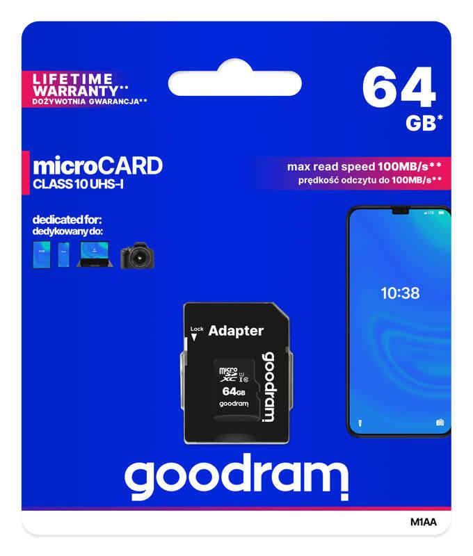 Paměťová karta Goodram MicroSDXC 64GB 10 UHS I adaptér