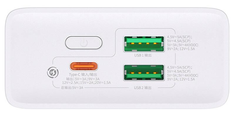 Powerbank Baseus Adaman 2 20000mAh 30W VOOC bílá, Powerbank, Baseus, Adaman, 2, 20000mAh, 30W, VOOC, bílá