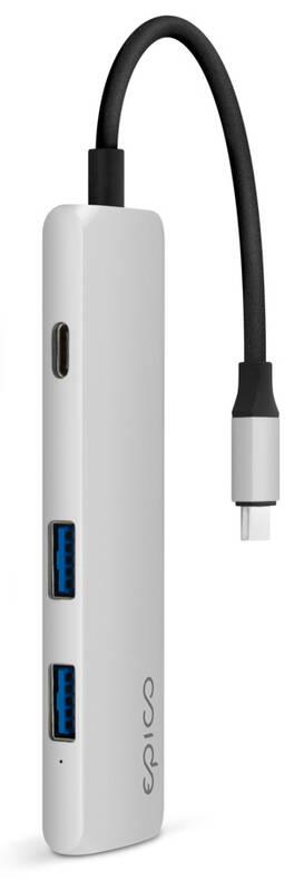 USB Hub Epico USB-C 4K HDMI, USB-C 3.0 PD 60W, 2x USB stříbrný, USB, Hub, Epico, USB-C, 4K, HDMI, USB-C, 3.0, PD, 60W, 2x, USB, stříbrný