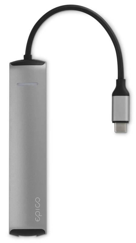 USB Hub Epico USB-C Slim stříbrný, USB, Hub, Epico, USB-C, Slim, stříbrný