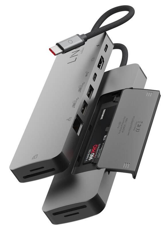 USB Hub Linq byELEMENTS 9v1 SSD PRO USB-C Multiport Hub šedý