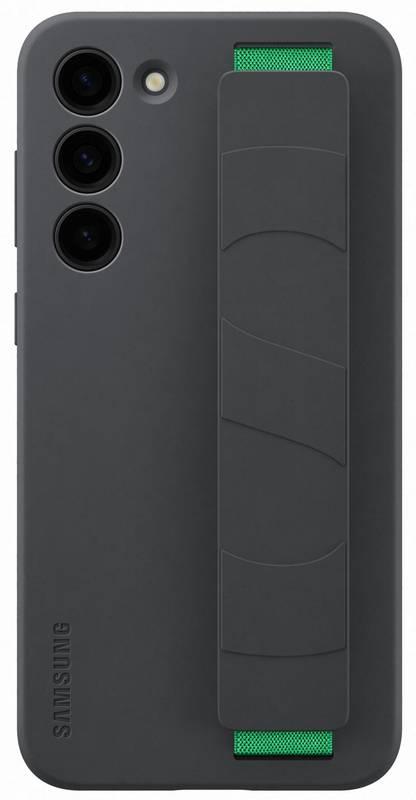 Kryt na mobil Samsung Silicone Grip s poutkem na Galaxy S23 černý