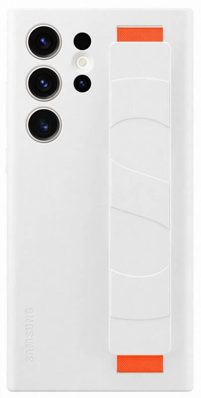 Kryt na mobil Samsung Silicone Grip s poutkem na Galaxy S23 Ultra bílý