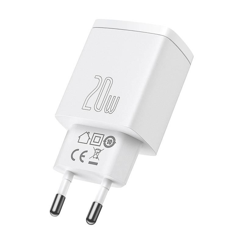 Nabíječka do sítě Baseus USB-A, USB-C, 20 W bílá, Nabíječka, do, sítě, Baseus, USB-A, USB-C, 20, W, bílá